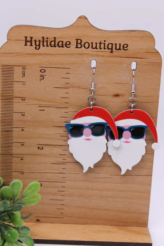 Santa with Sunglasses • Dangle Earrings