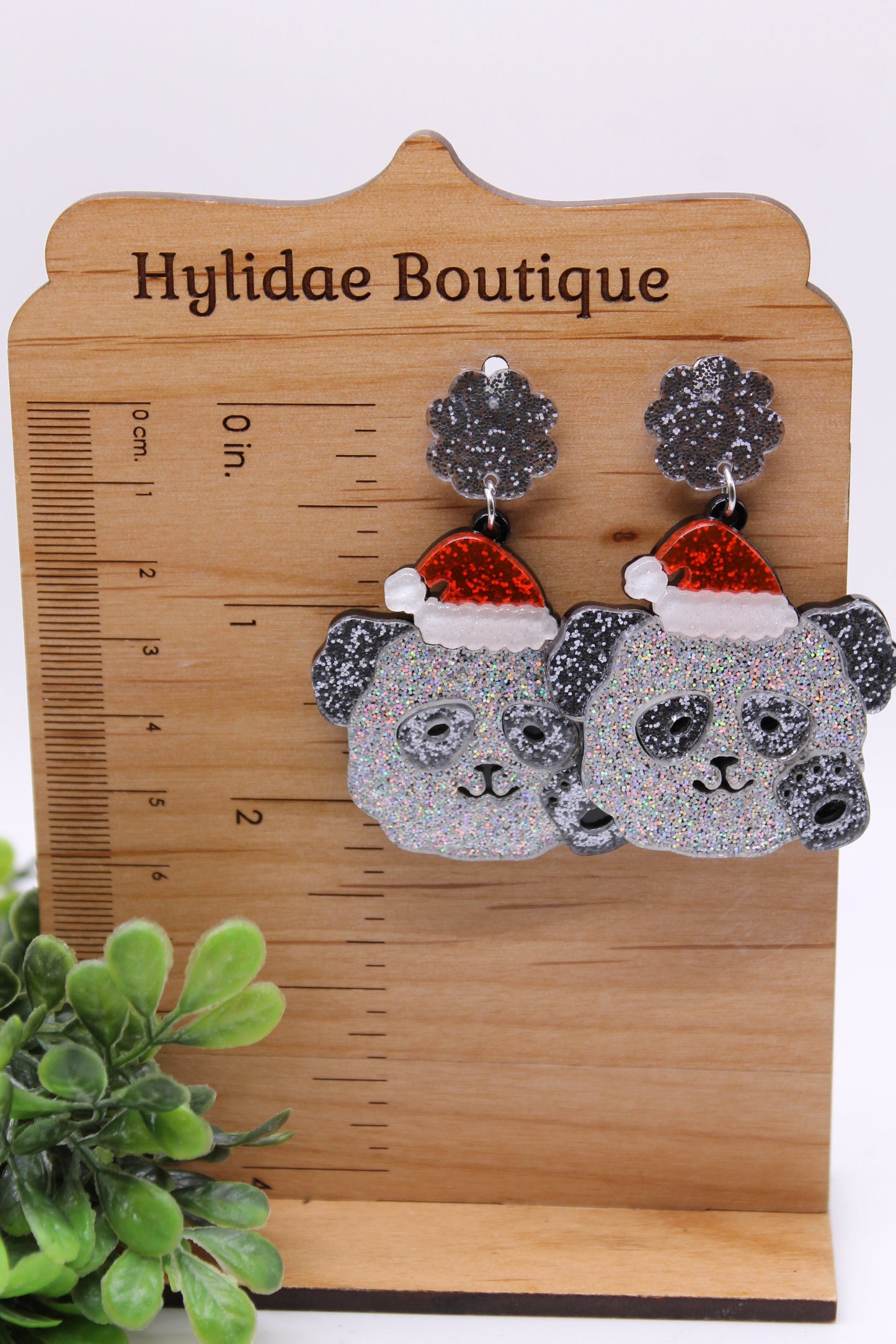 Santa Hat Panda • Dangle Earrings