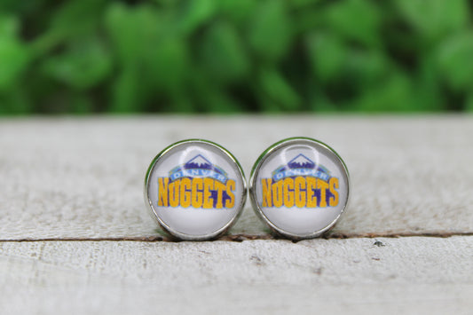 Colorado Nuggets Basketball White Stud Earrings