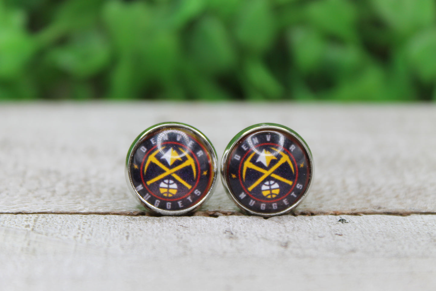 Colorado Nuggets Basketball Black Stud Earrings