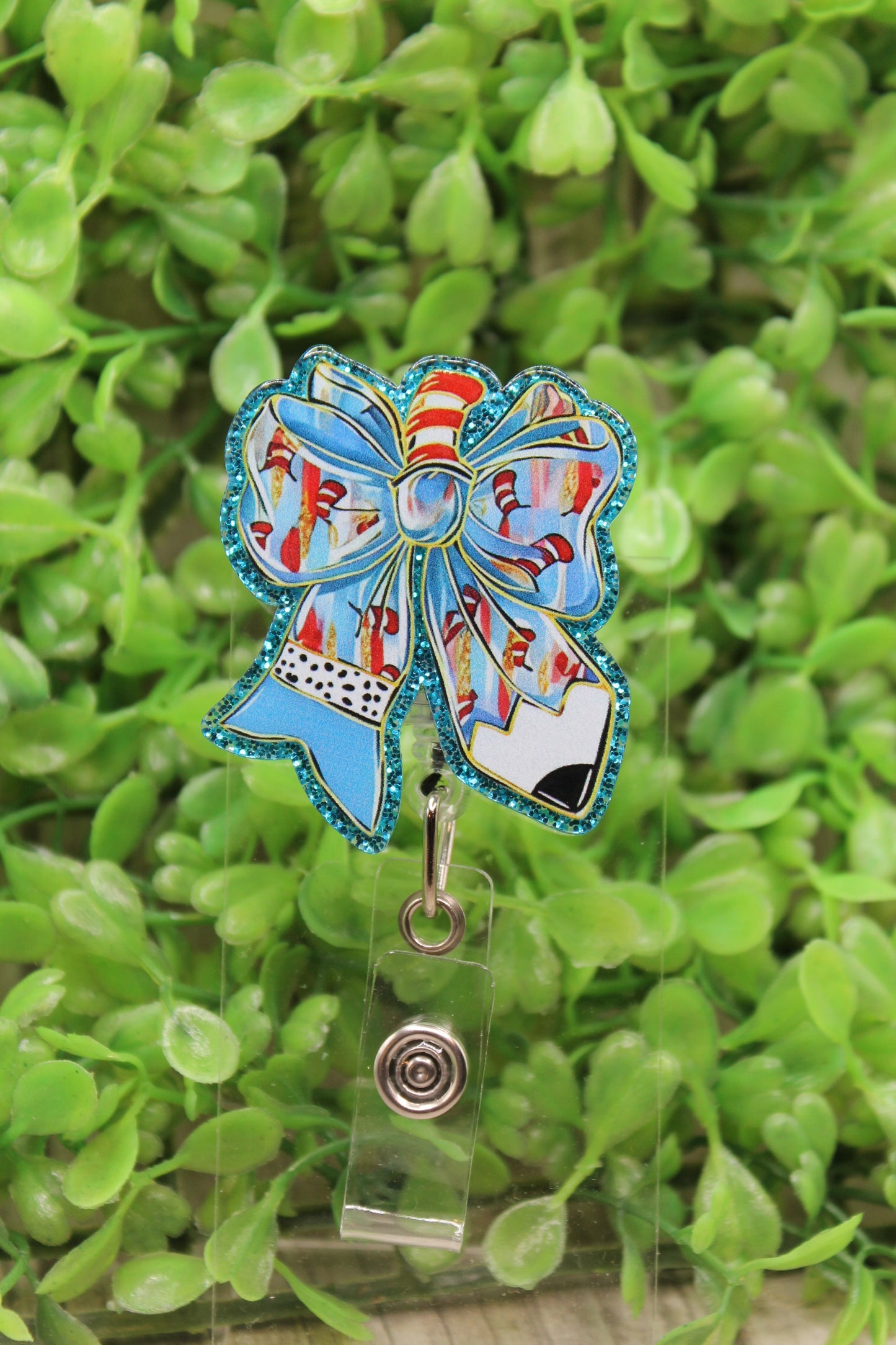 Dr Suess Pencil Bow Badge Reel