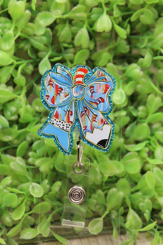Dr Suess Pencil Bow Badge Reel