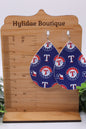 Texas Rangers Baseball || Faux Leather Teardrop Dangle Earrings || Single-Sided