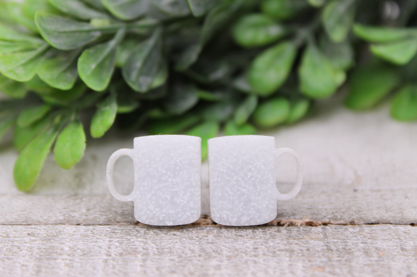 White Confetti Coffee Mug || Stud Earrings