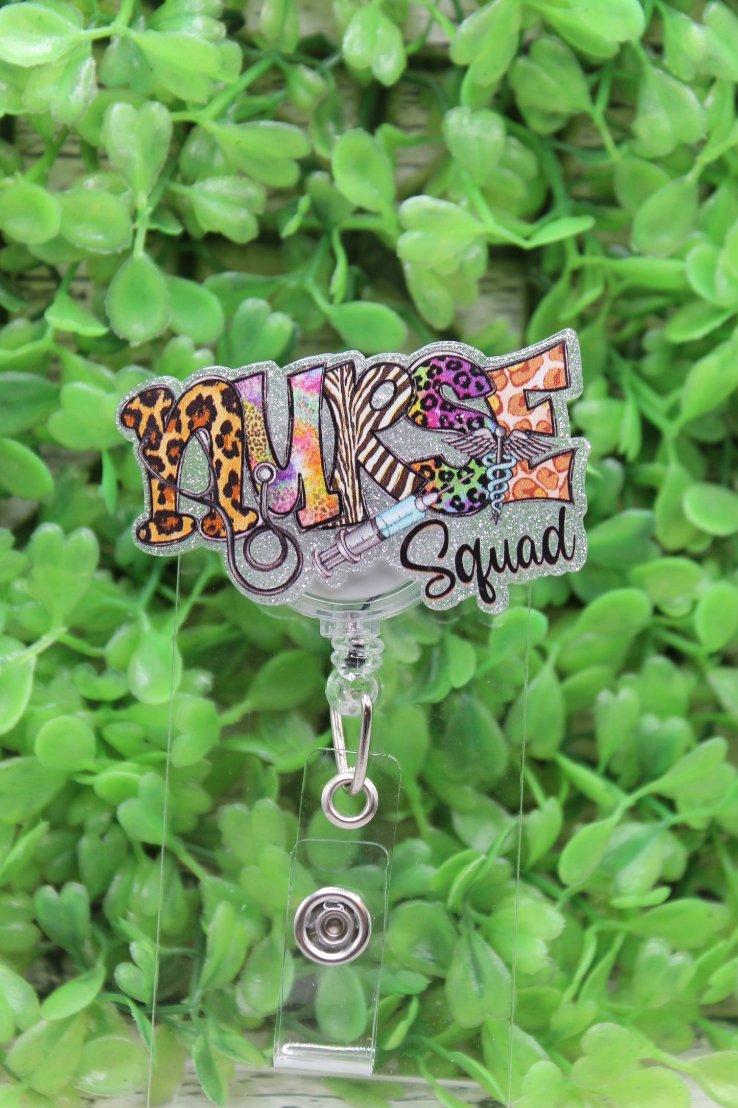NURSE Squad Animal Print Badge Reel