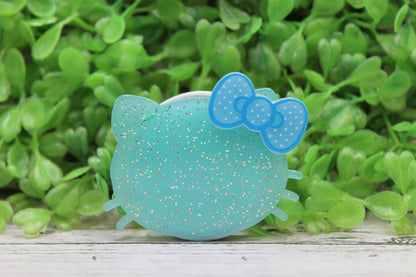 Blue Glitter Cat with Bow Phone Grip / Stand