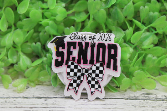 Senior Class of 2026 Checkered Bow Phone Grip / Stand