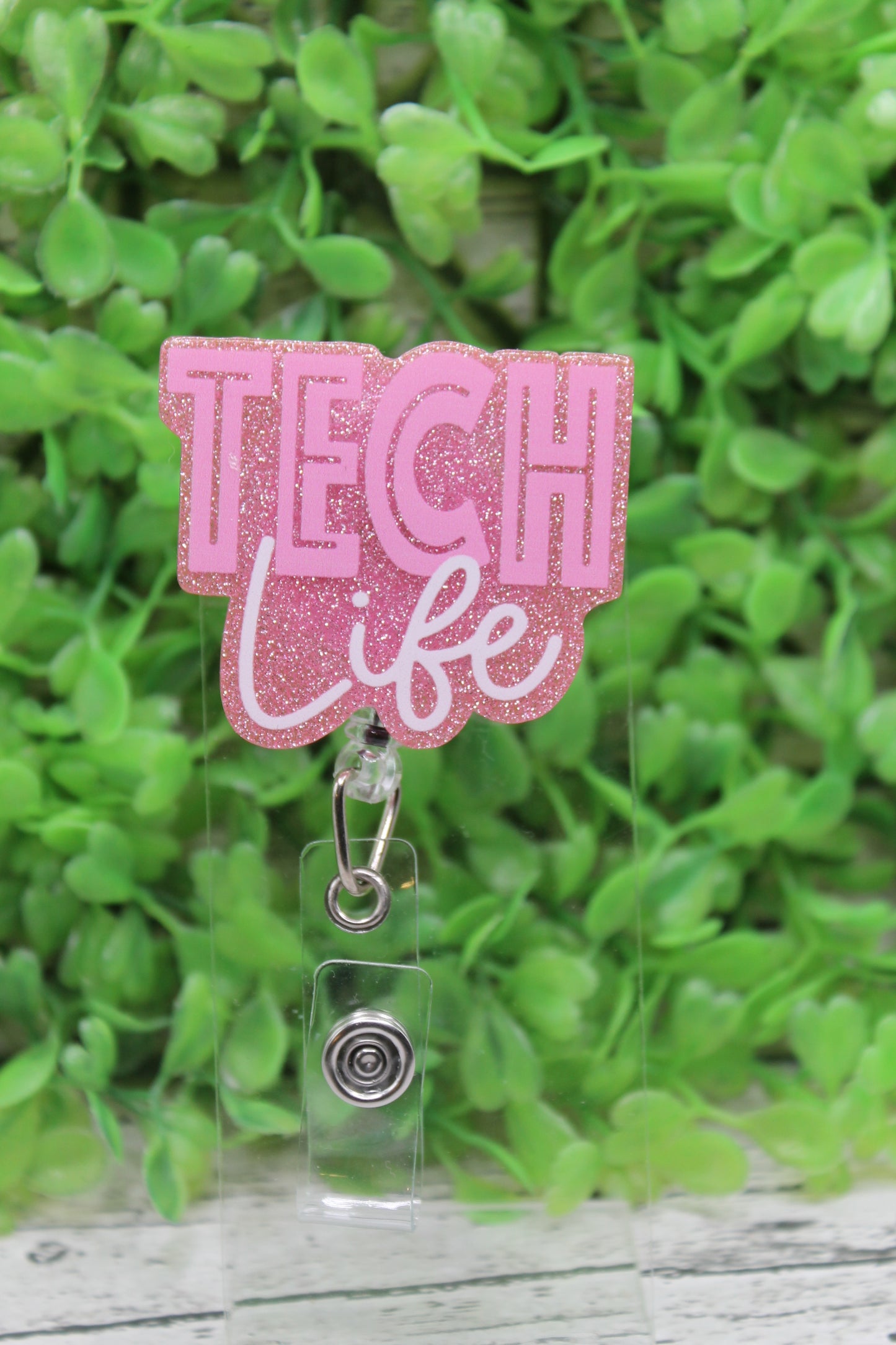 TECH Life Pink Glitter Badge Reel