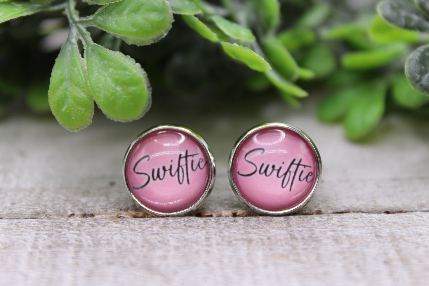 Swiftie || 12mm Glass Stud Earrings || Hypoallergenic