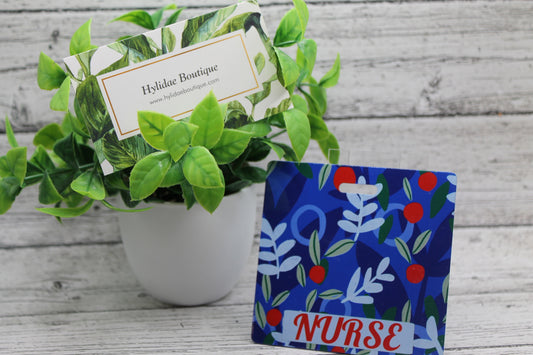 NURSE Blue Floral Badge Buddy