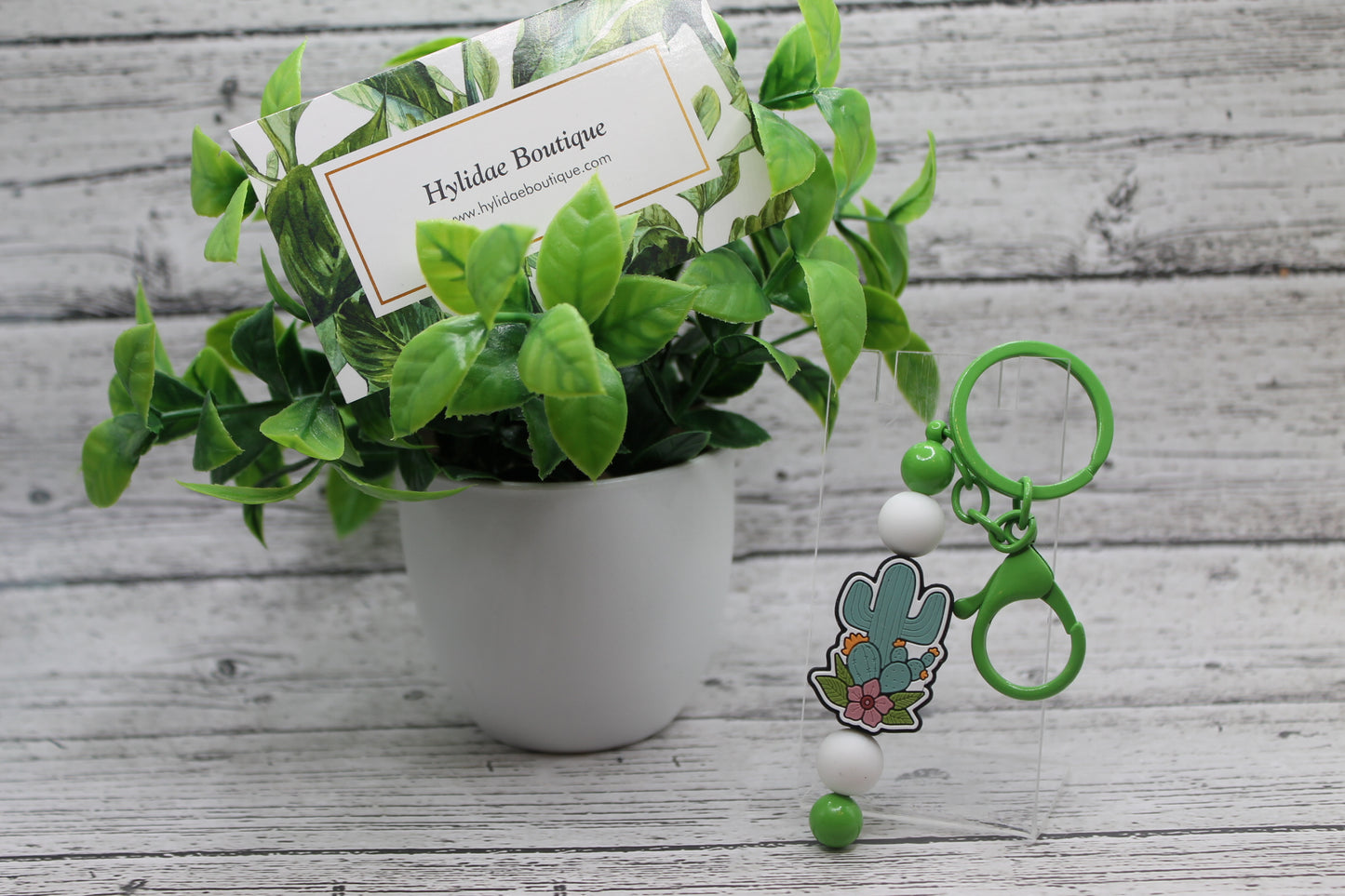 Cactus and Sunflower Silicone Beaded Keychain