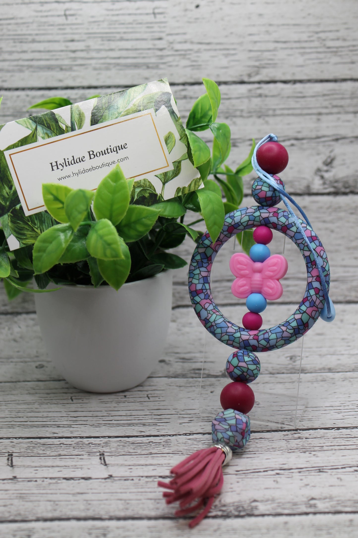 Stained Glass Butterfly Car Charm