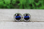 Law Enforcement Blue Line Badge Stud Earrings