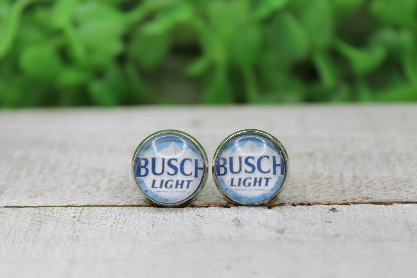 Busch Light (Lt Blue) Stud Earrings