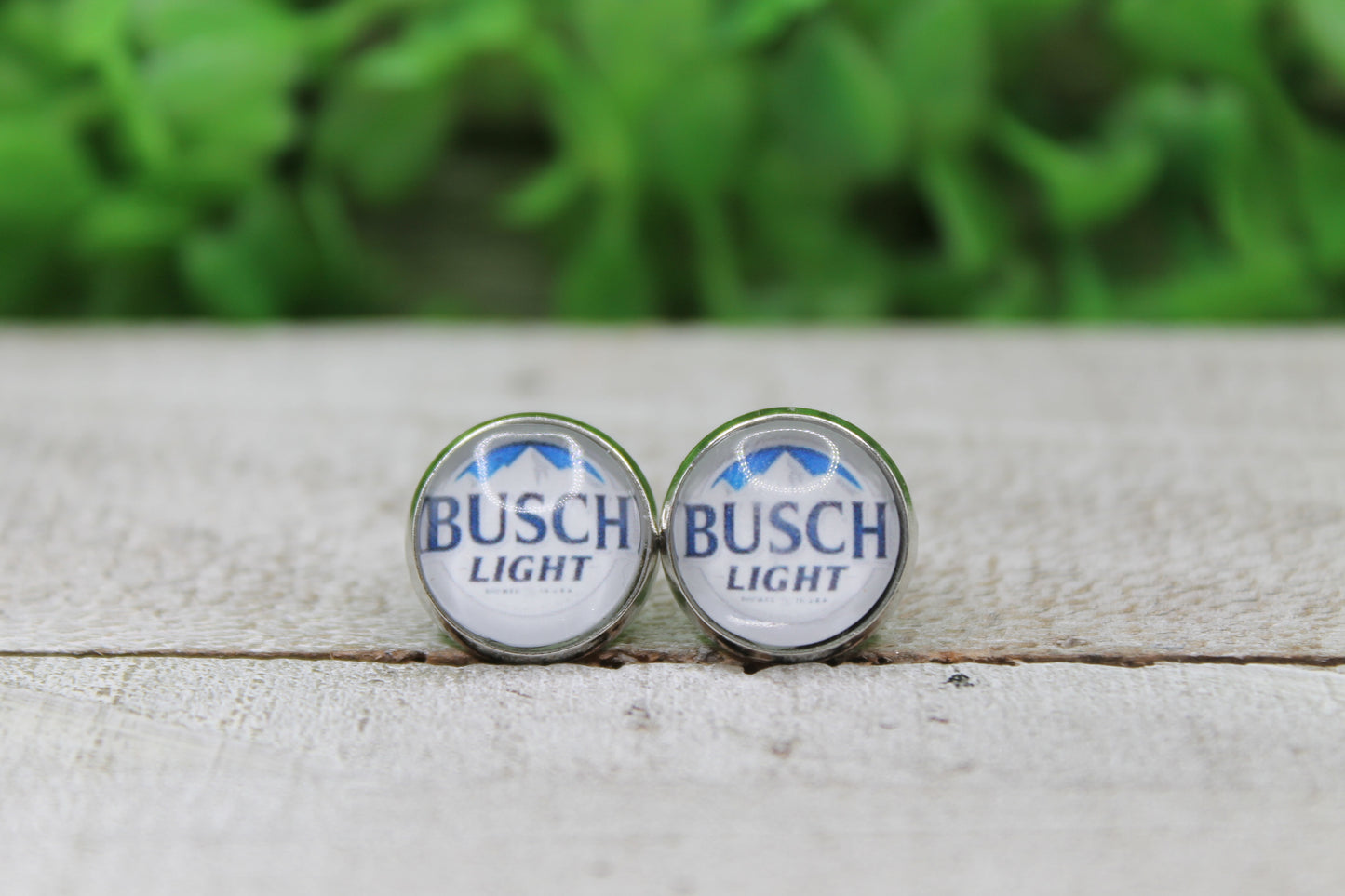 Busch Light (Dk Blue) Stud Earrings