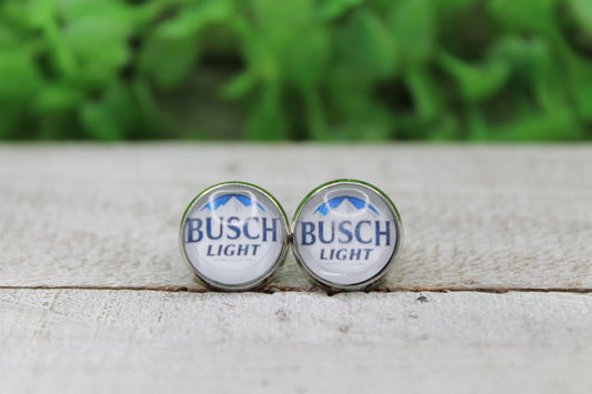 Busch Light (Dk Blue) Stud Earrings