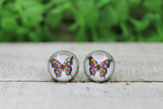 Autism Awareness Butterfly Stud Earrings