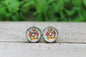 Goat and Sunflowers Stud Earrings