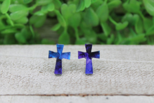 Watercolor Cross Stud Earrings