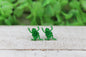Green Glitter Frog Stud Earrings