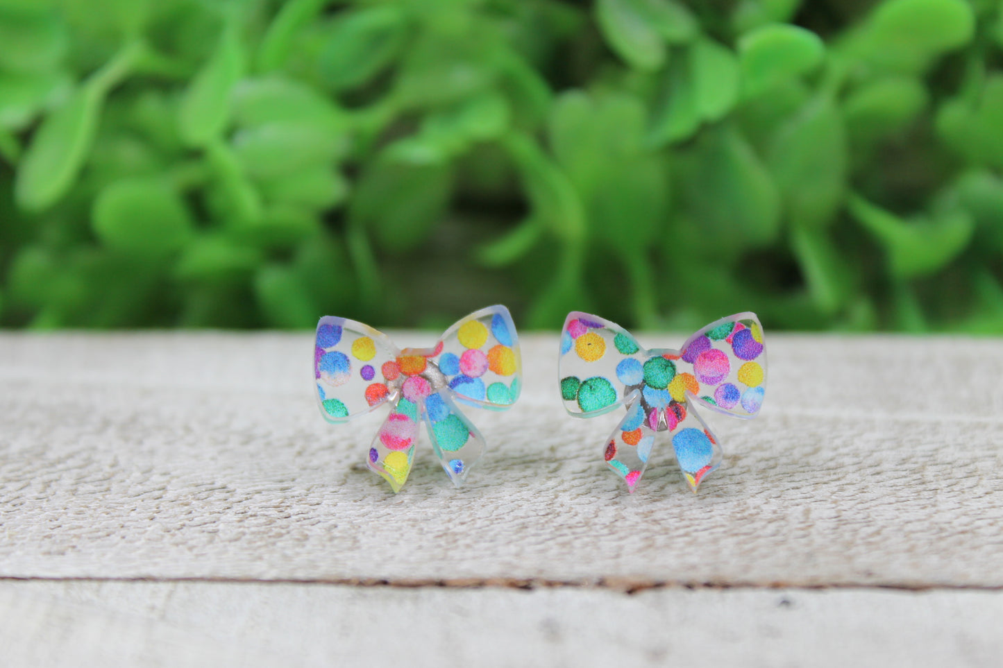 Colorful Confetti Bow Stud Earrings