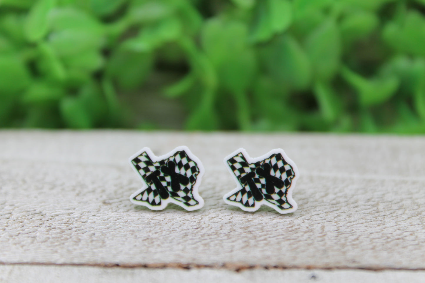 Texas Checkered Stud Earrings