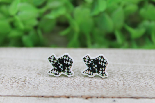Texas Checkered Stud Earrings