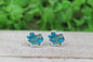 Texas Blue Heart and Bow Stud Earrings