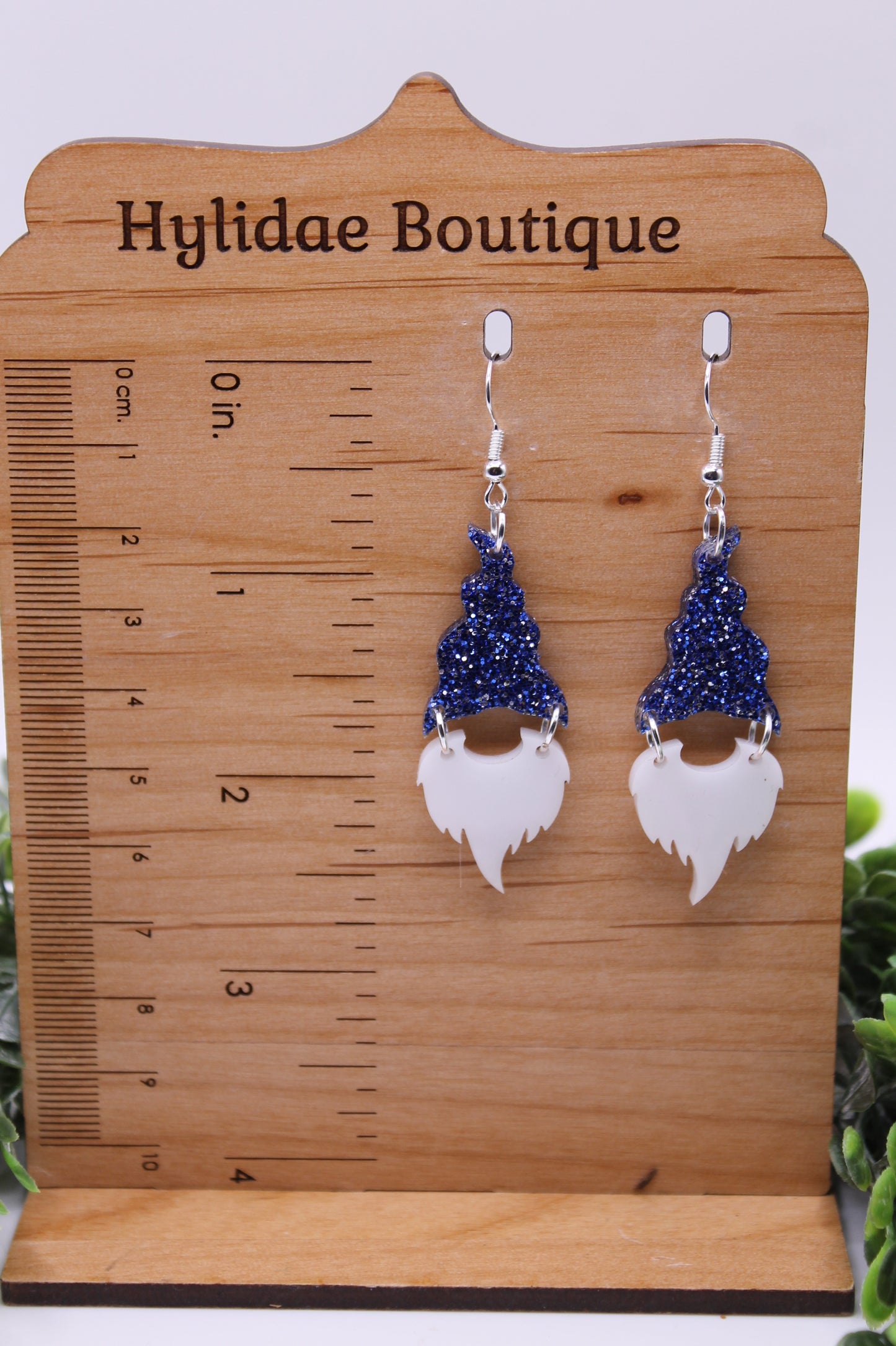 Dark Blue Glitter Gnome || Drop Earrings *SALE*