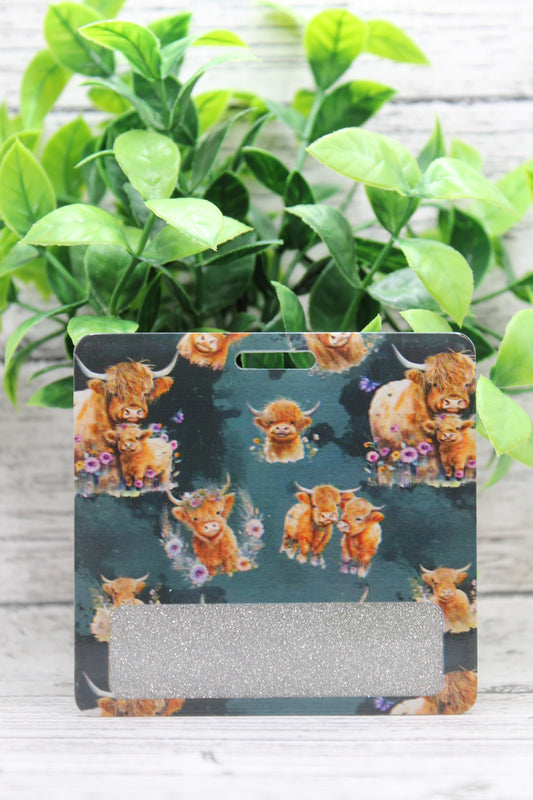 Floral Highland Cows Badge Buddy - BLANK