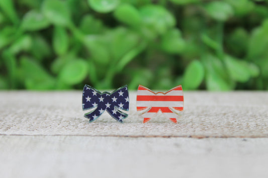Stars and Stripes Bows Stud Earrings