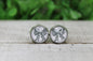 Checkered Bow Glass Stud Earrings