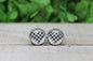Checkered Heart Glass Stud Earrings