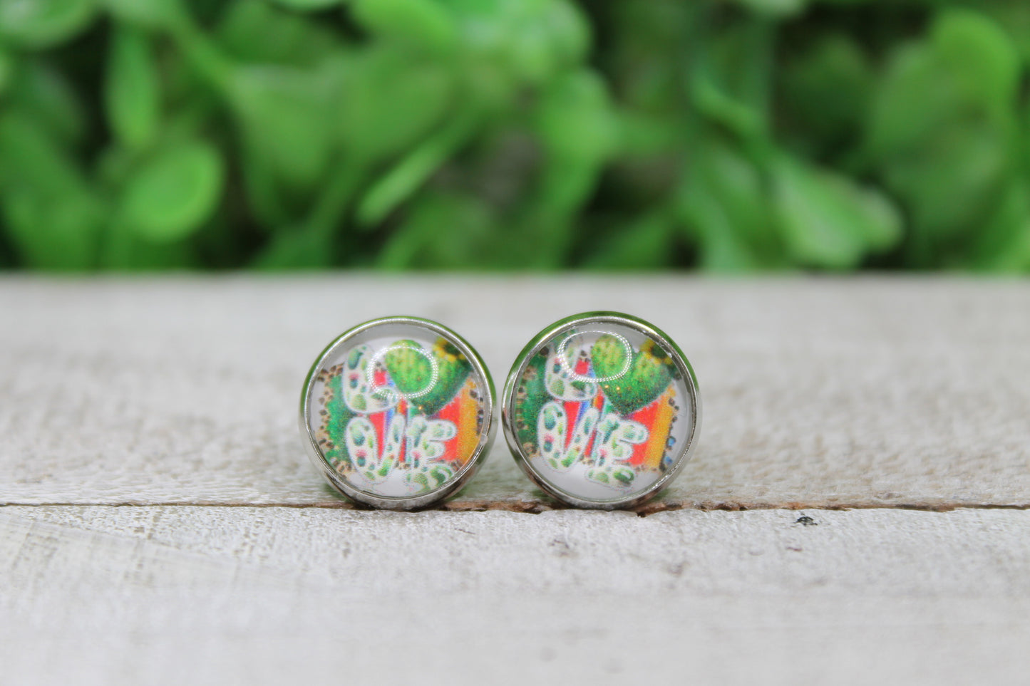 LOVE Country Western Glass Stud Earrings