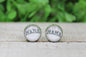 Checkered MAMA Glass Stud Earrings