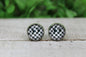 Checkered Smiley Glass Stud Earrings