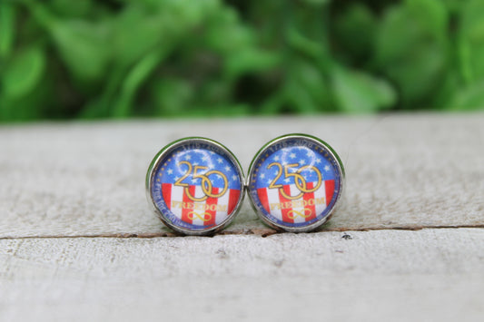250 Years of Freedom Glass Stud Earrings