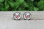 Floral Chicken Glass Stud Earrings