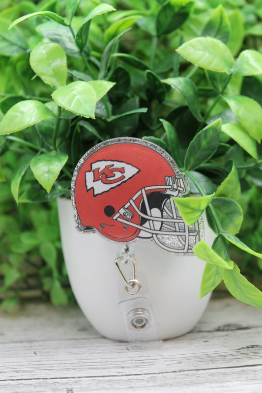 KC Chiefs Football Helmet Badge Reel