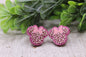 Pink Glitter Leopard Mouse with Bow Stud Earrings