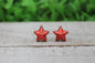 Red Metallic Star Stud Earrings