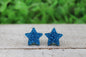 Blue Glitter Star Stud Earrings