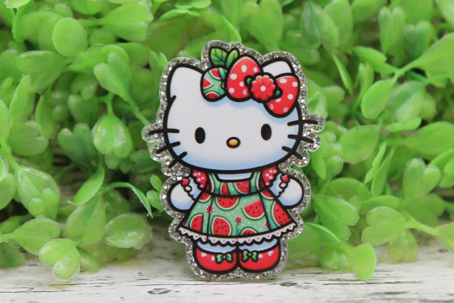 Watermelon Dress Cat Badge Reel