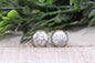 White Cracked Faux Stone Stud Earrings