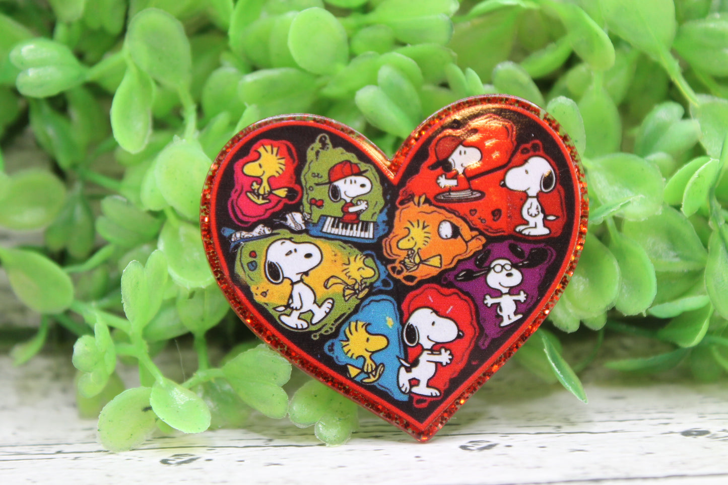 White Dog Heart Collage Badge Reel