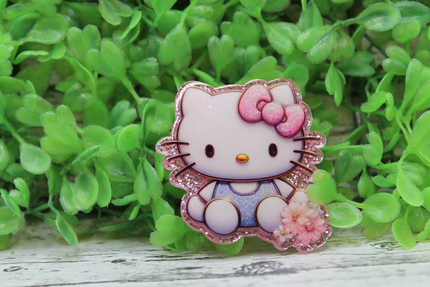 Pink Flower Cat Badge Reel