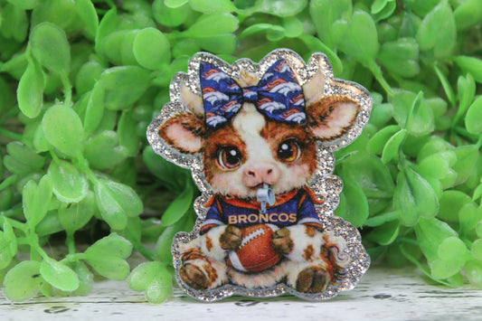 Broncos Football Cow Badge Reel