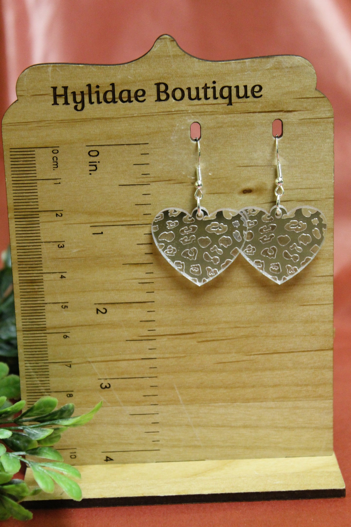 Silver Leopard Heart Valentine's Day • Dangle Earrings