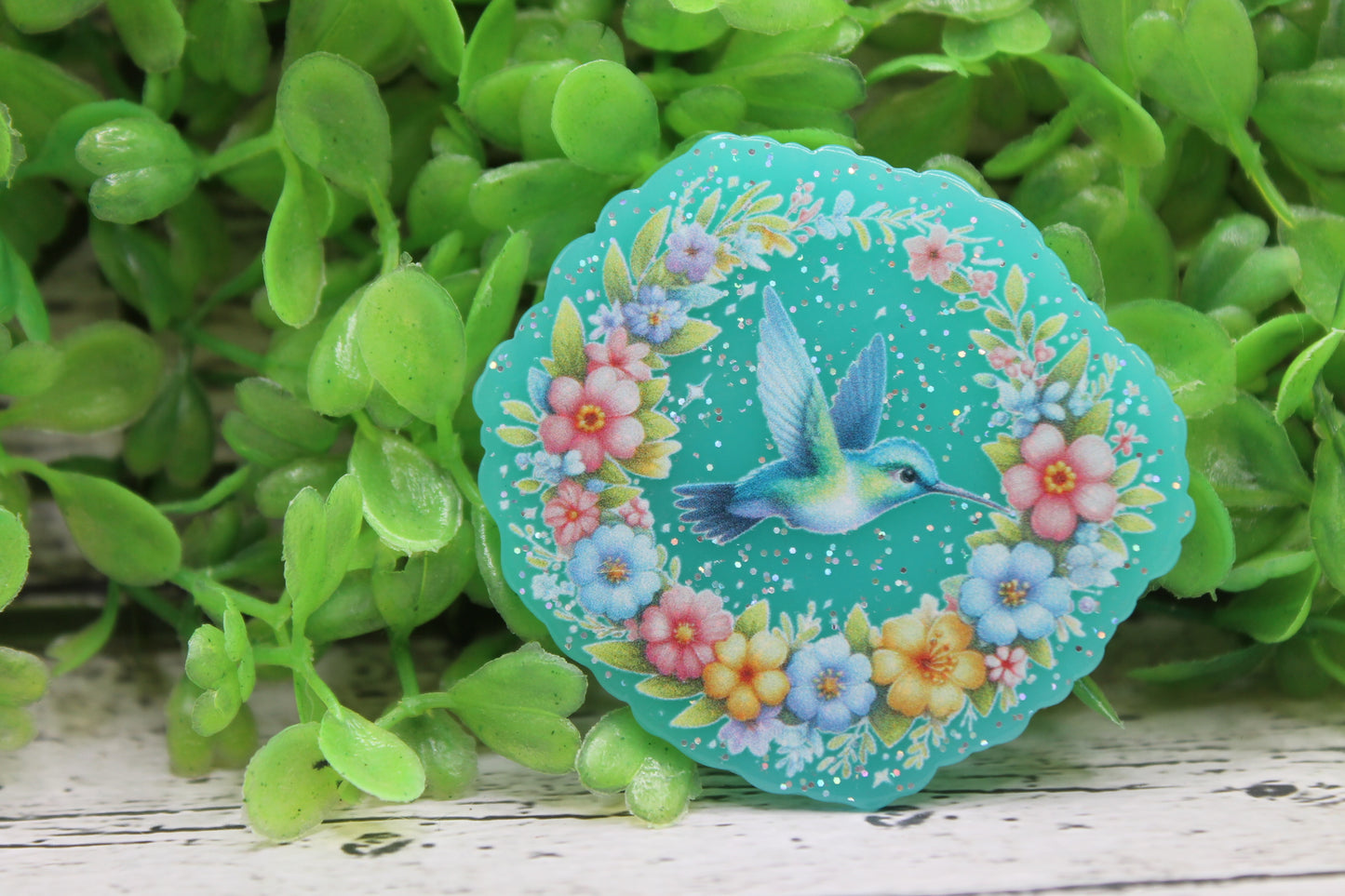 Floral Hummingbird Badge Reel