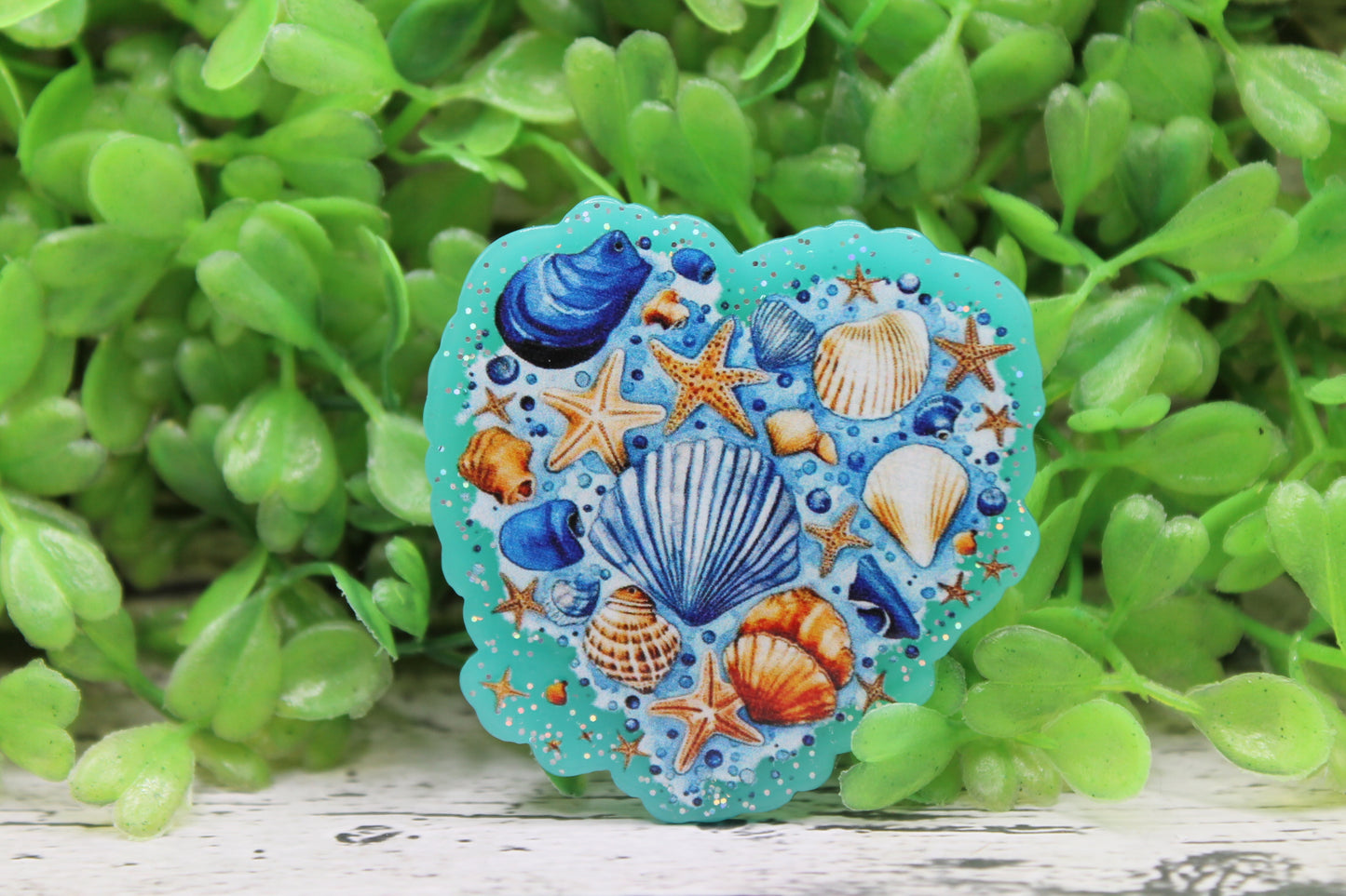Seashell Beach Heart Badge Reel
